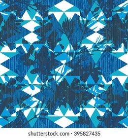 Geometric botanical pattern seamless vector background tile