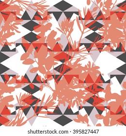 Geometric botanical pattern seamless vector background tile