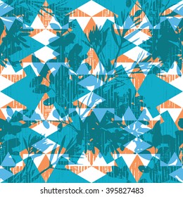 Geometric botanical pattern seamless vector background tile
