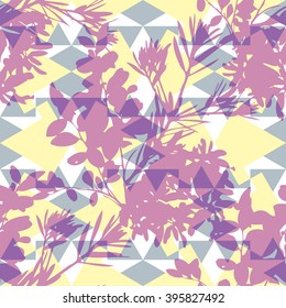 Geometric botanical pattern seamless vector background tile