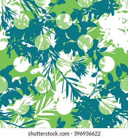 Geometric botanical pattern seamless vector background tile
