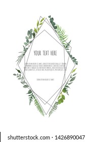 Geometric botanical vector frame. Floral poster, invite.
