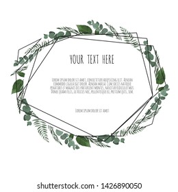 Geometric botanical vector frame. Floral poster, invite.