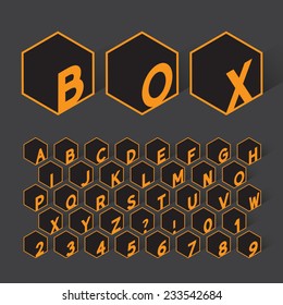 Geometric Box Alphabet and Numbers, Eps 10 Vector Editable