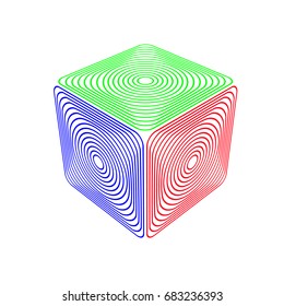 Geometric box design. Abstract 3d box from lines .