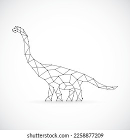 Geometric Brachiosaurus silhouette. Image of Brachiosaurus n the form of constellation. Side View. Mythical animal.