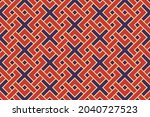 Geometric braid checkered continuous celtic motif. Abstract common line background. Minimalist geometrical interleaving pattern. Classy colorful ornament graphic allover textile zig zag print block