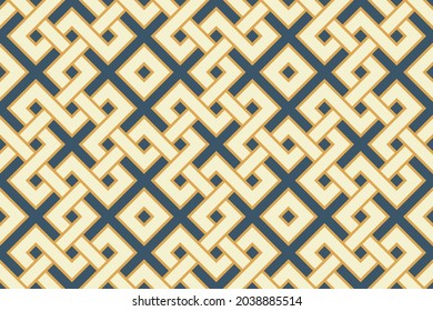 Geometric Braid Checkered Continuous Celtic Motif. Abstract Common Criss Cross Line Background. Minimalist Interleaving Celtique Pattern. Classy Colorful Ornament Graphic Allover Textile Print Block