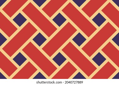 Geometric braid checkered continuous celtic motif. Abstract common line background. Minimalist geometrical interleaving pattern. Classy colorful ornament graphic allover textile zig zag print block