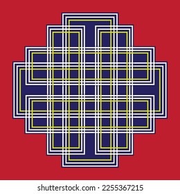 Geometric braid checkered continuous celtic motif. Vector Illustration.