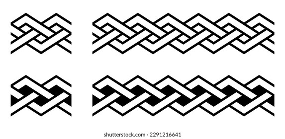 Geometric Braid Knot Lines Frame Border Seamless Pattern Ornament Decorative Vector Illustration