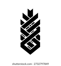 Geometrische geflochtene Spalte Vektorgrafik, Interwoven Schwarz-Weiß-Diamant-Muster für Textil-Design und moderne Corporate Identity