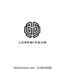 Geometric Brain Log Design Vector