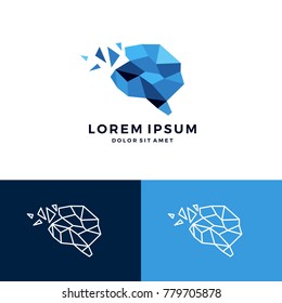 geometric brain logo smart creative low poly vector download