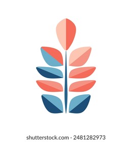 Geometric branch icon featuring simple, minimalist leaves. Clean and elegant