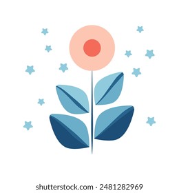 geometric branch icon featuring small leaves and a flower, set against a white background.