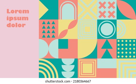 Fondo abstracto geométrico brillante. Afiches geométricos mínimos con patrones coloridos. plantilla de diseño con gráficos geométricos modernos