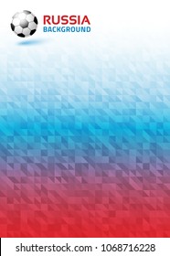 Geometric bright abstract vertical background. Russia 2018 flag colors. Soccer ball icon. Vector illustration. 