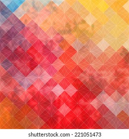 Geometric bright colorful pattern on texture background. Vector illustration.