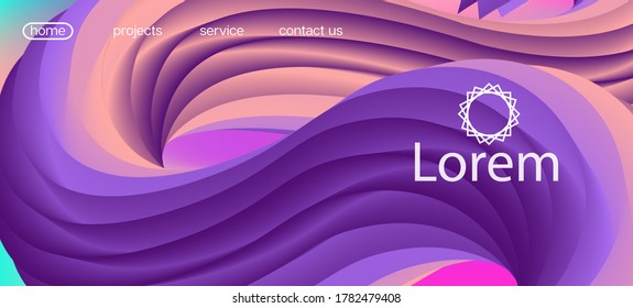 Geometric Bright Gradient Wallpaper. Landing Page, Pink, Purple Background. 3d Fluid Vibrant Vector Background. Trendy Liquid Flow Banner. Dynamic Motion Funky Wave. Neon Color Website Design.