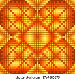 patrón abstracto de color naranja brillante geométrico sin soldadura con rombos y cuadrados