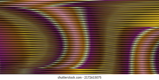 Geometric bright pattern with linear texture and blurred vision shapes in trendy boho style tones. Optical illusion concept background for wall art, poster, web banner, mobile apps, interior. 