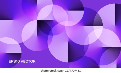 Geometric Bright Purple Background with Angle Gradient Circles. Aspect Ratio 16:9. EPS 10.