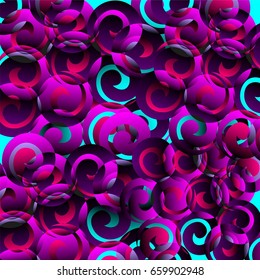 Geometric bright retro circular abstract with swirls 3d pattern background