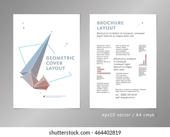 Geometric brochure cover layout. 3D objects, sharp shapes. Think outside the box concept. Color gradient.