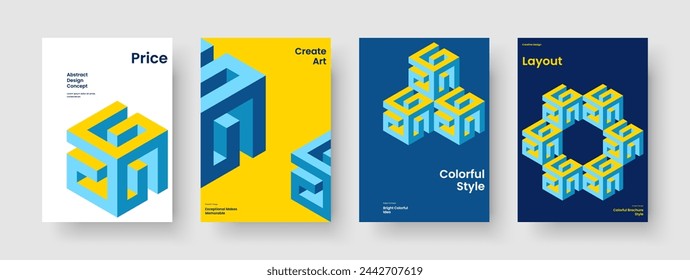 Geometric Brochure Design. Abstract Book Cover Template. Isolated Background Layout. Poster. Business Presentation. Flyer. Banner. Report. Leaflet. Brand Identity. Newsletter. Advertising