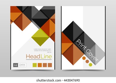 Geometric brochure front page, business annual report cover vector template, A4 size poster