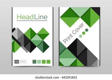 Geometric brochure front page, business annual report cover vector template, A4 size poster