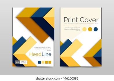 Geometric brochure front page, business annual report cover vector template, A4 size poster