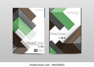 Geometric brochure front page, business annual report cover vector template, A4 size poster