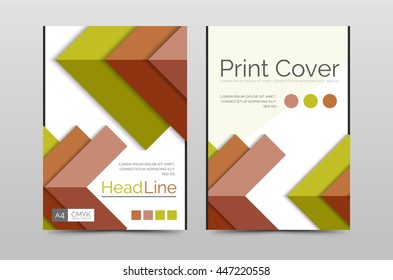 Geometric brochure front page, business annual report cover vector template, A4 size poster