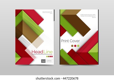 Geometric brochure front page, business annual report cover vector template, A4 size poster