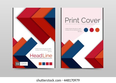 Geometric brochure front page, business annual report cover vector template, A4 size poster