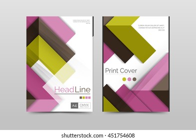 Geometric brochure front page, business annual report cover vector template, A4 size poster