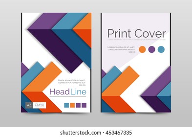 Geometric brochure front page, business annual report cover vector template, A4 size poster