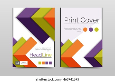 Geometric brochure front page, business annual report cover vector template, A4 size poster