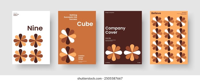 Layout der geometrischen Broschüre. Abstrakte Hintergrundvorlage. Isoliertes Business Presentation Design. Buchumschlag. Poster. Flyer. Bericht. Banner. Katalog. Packungsbeilage. Portfolio. Broschüre. Markenidentität