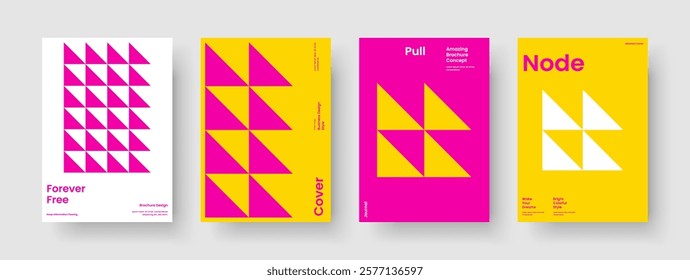 Geometric Brochure Layout. Creative Business Presentation Template. Abstract Book Cover Design. Report. Banner. Poster. Flyer. Background. Handbill. Notebook. Newsletter. Journal. Pamphlet