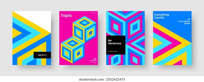 Geometric Brochure Layout. Creative Report Template. Isolated Business Presentation Design. Book Cover. Poster. Background. Flyer. Banner. Newsletter. Journal. Portfolio. Advertising. Notebook
