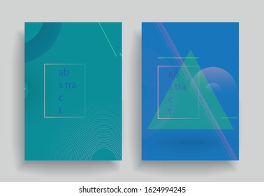 Geometric Brochure Template, flyers, business presentations. Modern flat line style, layout in A4 size. 