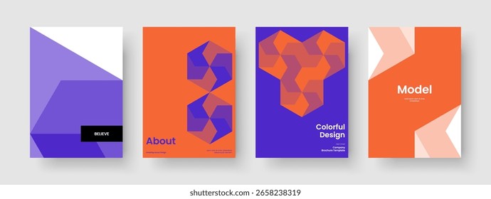 Modelo de Folheto Geométrico. Design de Relatório Moderno. Layout de banner isolado. Panfleto. Cartaz. Apresentação de negócios. Histórico. Capa de Livro. Revista. Carteira. Catálogo. Conhecimento manual. Bloco de Anotações