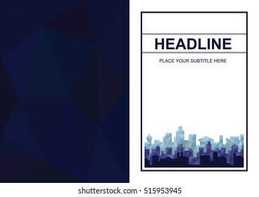 Geometric brochure template vector.. Presentation, annual report cover design. Low poly urban details.