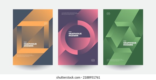 Geometric brochure templates set. Minimalist design concept. 