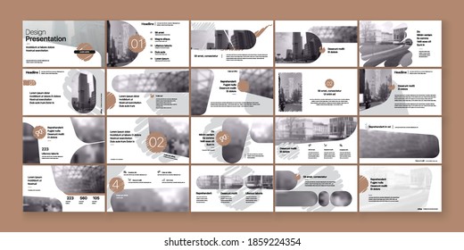 Geometric Bronze Color Presentation Element Templates. Vector infographics. For use in Presentation, Flyer and Leaflet, SEO, Marketing, Webinar Landing Page Template, Website Design, Banner.