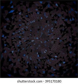 Geometric brown blue circle on black vector background