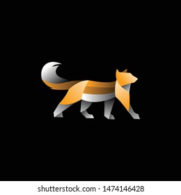 geometric brown cat logo. modern icon, template design